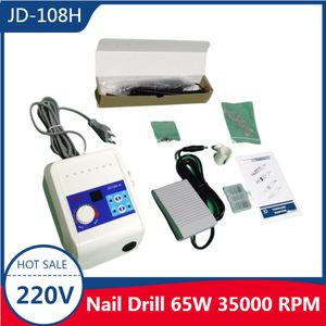 JD-108H nagelborr 65W 35000 rpm Handle Electric Nail Borr Polering Machine Manicure Pedicure Manicure Milling Machine 220V