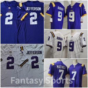 LSU Tigers College Football Jersey Burreaux 9 Joe Burrow Justin Jefferson 3 Odell Beckham Jr. Tryann Mathieu 7 Fournette Herr Syched Jerseys Purple White 150th