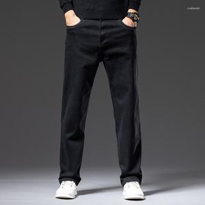 Men's Jeans Classic Style Autumn And Winter Plain Black Straight-leg Business Fashion Stretch Loose Denim Pants Male Brand