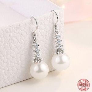 Creolen TIEEYINY 925 Sterling Silber Tropfenförmige Lange Perle Baumeln Für Frauen Mode Hochzeit Schmuck Party Geschenk Großhandel