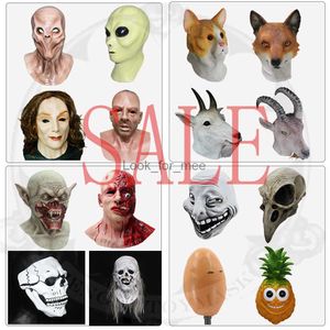 Hot Sale Animal Latex Mask Goat Mask Realistic Female Man Mask Alien Masks Halloween Costume For Adult HKD230810