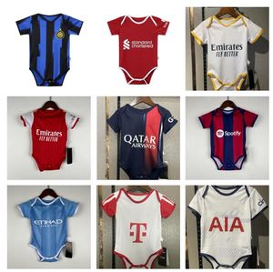 2023 S MBAPPE Real Madrids Bellingham 6 till 18 månader Baby Kit Spädbarn Soccer Jerseys Kits 23 2024 Lewandowski Kane Son Babys Shirts Kids Football Uniforms