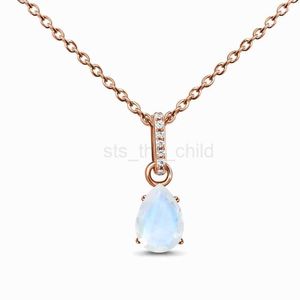 Pendant Necklaces Retro 925 Sterling Silver Water Drop Light Stone Charm Rose Gold Necklace Sensational Fashion Versatile Luxury Exquisite Jewelry