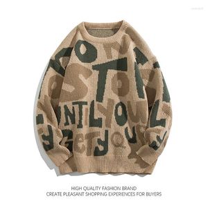 Męskie swetry List Osobowość Jacquard SWEAT MĘŻCZYZNA KOBIETA JAPIN RETRO Casual Preppy Preppy Long Rleeve Scakers Unisex High Street Hip Hop