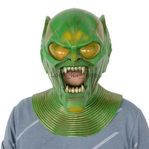 Green Goblin Mask Superhero Helmet Latex Full Face Mask Halloween Cosplay Party Props Accessories HKD230810