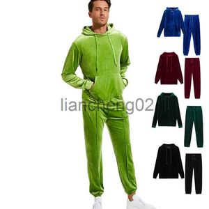 Erkek Trailtsits Erkek Kadife Kadife Hip Hop Spor Salonu Sporları Homewear Trailsits Set Sweatsuits J230810