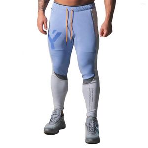 Męskie spodnie męskie bawełnianie gimnastyczne kolorowe niebieskie joggery streetwear swobodny sport