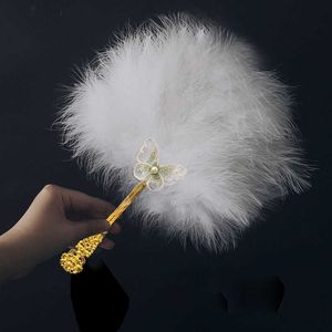 Chinese Style Products Feather Hand Fan Butterfly African Bride Bridesmaid Performance Dance Handfans Small Photo Props Wedding Decorations Supplies