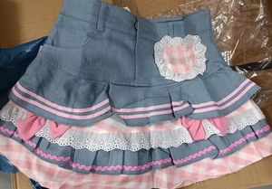 Gonne Stile Preppy Lolita Kawaii Giapponese Dolce Mini Donne Harajuku Carino Abito di Sfera Denim Skater Y2K Vita Alta Torta di Pizzo 230110