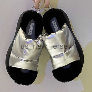 Тапочки зимние толстые дно водонепроницаемые вниз по тканью женские меховые тапочки домой теплые роскошные модные туфли открытые тапочки на платформе