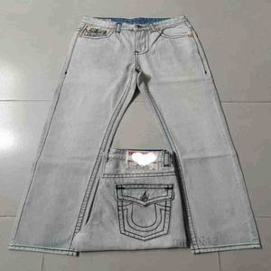 True True Designer Mens Jeans Big Buda Religião Grande fio grosso de calça casual de perna lisa e reta