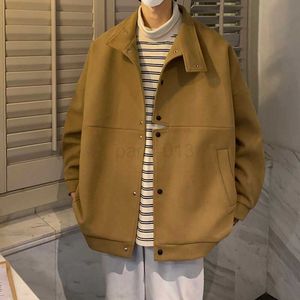 Зима утолщенное короткое шерстяное пальто мужчины теплые модные шерстяные шерстяные куртки мужская японская уличная одея