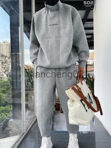Men's Tracksuits Gmiixder Spring Autumn Suits New Design Double Zipper Half-open High-neck Sweatshirt + Trousers Two-piece Cityboy Solid Suits J230810