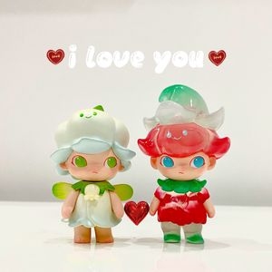 Action Toy Figures Popmart Dimoo Flower Fairy Hanging Card Exclusive Surprise Box Kawaii Elf Figur Doll Blister Christmas Decoration Kids Gift 230810