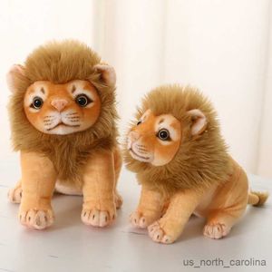 Stuffed Plush Animals 23/28cm Simulation Male Lion Plush Toys Lifelike Stuffed Dolls Cute of Grassland Room Decor Kids Birthday Gift R230810