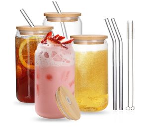 USA CA warehouse water cup bamboo lid straw, 16 oz jar shaped ice cola tumbler Amazon bestseller