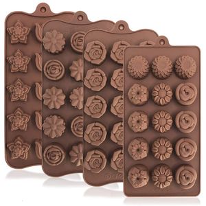 Baking Moulds Rose Flower Heart Chocolate Mold Waffle Alphanumeric Applicable Candy Ice Cube Jelly Handmade Soap Cake Decoration 230809