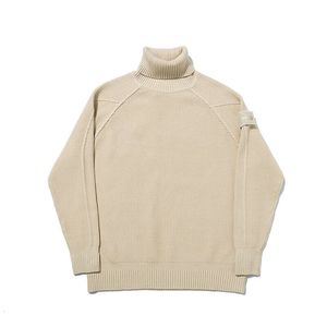 Palais 21 Autumn/winter High Neck Sweater Same Color Sleeve Label Thickened 9-pin Pullover Sweater Raglan Sleeve Men's Sweater