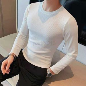 Mode 2023 Spring New Waffle Tyg Solid Long Sleeve T Shirts For Men Clothing Simple Slim Fit Casual Tee Shirt Homme 4xl-M