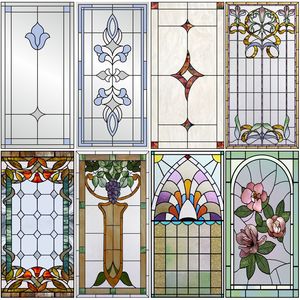 Window Stickers Film Frosted Stained Glass Films Anpassad integritet Statisk klamring Vintage Door Sticker för kontor Hem badrum Dekor 230810