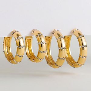 Orecchini a cerchio moda cerchio tondo CZ zircone per le donne placcato oro grande forma a C cerchi aperti dichiarazione orecchino regalo gioielli per feste