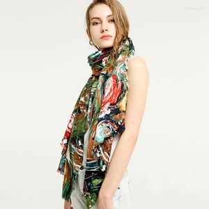Шарфы Ly Fashion Printed Двойной атласный цифровой кружок хлопковой шарф женщин высококачественная осенняя зимняя пашмина украл украл