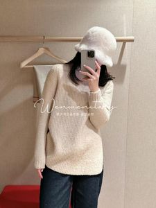 Womens Sweaters Autumn and Winter loro piana Round Neck Cashmere Long Sleeve White Sweater