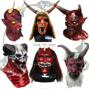 Evil Demon Red Devil Mask Halloween Horror Party Fancy Dress Kostium Krótki klakson HKD230810