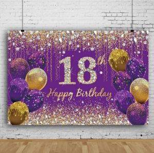 Фиолетовый фон с 18 -летием вечеринки по случаю дня рождения фото фон фон баннер реквизит
