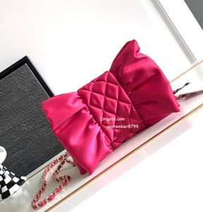 Designer Chain Bag 10a Top Quality Fashion Luxury New 23a Bow Clutch Bag äkta läder axelväskor avancerad lady crossbody väska imitation 20 cm handväska med låda