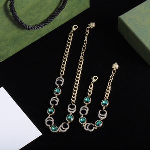 Gold Diamond Designer G smycken Fashion Necklace Gift Blue Gem smycken halsband