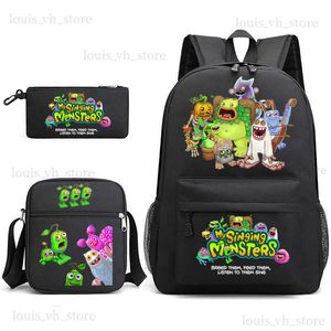 3PCS My Singing Monsters Backpack My Singing Monsters Bag Pencil Case Boy Girl School Bag Large Capacity Outdoor Shoulders Bag T230810