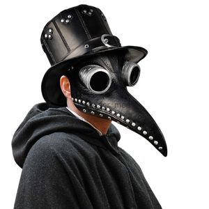 Funny Medieval Steampunk Plague Doctor Bird Mask Latex Punk Cosplay Masks Beak Adult Halloween Event Cosplay Props Masquerade HKD230810