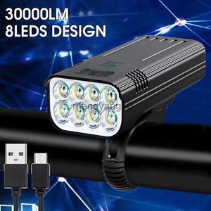 Luzes de bicicleta 30000 Lumens Luz de bicicleta 5200mAh Bateria recarregável Bateria LED de bicicleta Luz de bicicleta MTB lanterna à prova d'água Lâmpada dianteira HKD230810