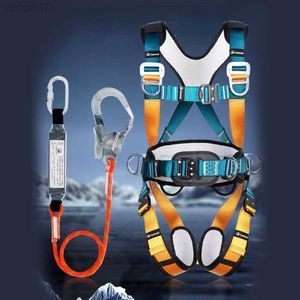 Rock Protection P586 High-Altitude Operation 9-Second Quick Insertion Wearing Full Body Five Point Dual Hook Buffer Belt Safety Belt Rope Sets HKD230810