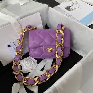 Borsa per il trucco firmata Pochette Borsa da donna mini Borsa tote viola piccola Borse da sera Catena grande Portafoglio di lusso in pelle Borsa a tracolla con patta Porta carte 17 cm