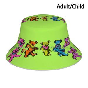 Wide Brim Hats Bucket Hats Dancing Bears Bucket Hat Sun Cap Grateful Dead Dancing Bears Colorful Fun Trippy Cool Art Trendy Art Fashion Art Cute Modern HKD230810