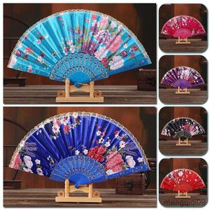 Kinesiska stilprodukter Kinesisk japansk stil Silk Folding Fan med spets bröllopspresent till gästdans hand bärbara fans hemdekoration prydnad R230810