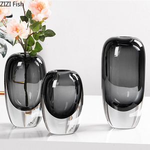 Vases Transparent Crystal Vase Flower Pots Decorative Flowers Arrangement Desk Decoration Hydroponics Glass Modern Home Decor 230810