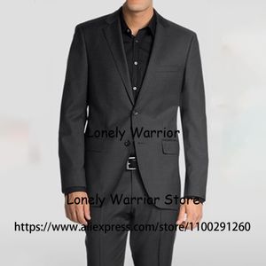 Mäns kostymer Blazers Classic Dark Grey Mens Suits Professional Business Blazer Slim Fit Tuxedo Casual Daily 2 Piece Set Jacket Pants Terno Masculino 230809