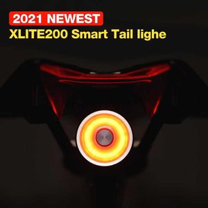 バイクライト新しいEnfitnix xlite200スマート自転車テールライトT600カーボンファイバーライトウェイトウルトラブライトLEDオートマチックブレーキ警告ナイトライトHKD230810