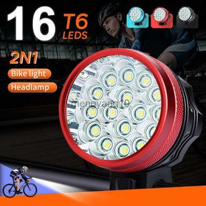 Bisiklet Işıkları 16*T6 LED Bisiklet Işık Ön Set Bisiklet Feneri Talonu Far Far Şarj Edilebilir MTB Bisiklet HKD230810