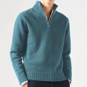 Erkek Sweaters Uzun Kollu İnce Zip-up Stand Yakası Örme Jumper Pullover Sonbahar Kış Boş Zamanları Katı Örgü Sweater Erkek Giysileri