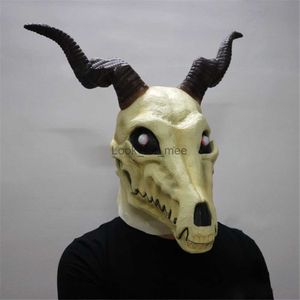 アニメThe Ancient Magus 'Bride Cosplay Elias Ainsworth Evil Heep Horn Mask Mask格子ハロウィーンコスプレパーティーのProps Carnaval HKD230810