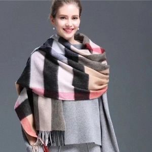 Дизайнеры бурбрея Homme Scarf Mens 100% Кашемир зима для женщин для женщин