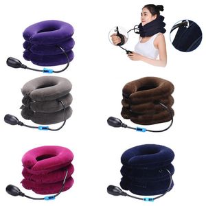 3-layer Inflatable Cervical Traction Device Pain Relief Neck Collar Full-fleece Thickened Soft Neck Support Stretcher232E