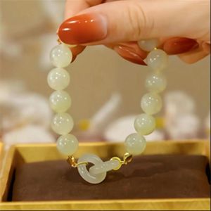 Link Bracelets High Quality Fashion Natural Hetian Jade Bracelet For Women Headpiece Crystal Charm Beads Birthday Gift