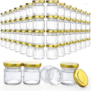 Lagringsflaskor 60 Pack små glasburkar med lock 1,5 oz Mini Honey Candle Jar för att göra gåvor Hantverk kryddor bröllop