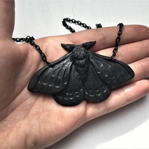 Pendant Necklaces Necklace Moth Black. Witch Goth Dark Witchy Gothic Wiccan Pagan Nature Rock Tattoo Girly Look.