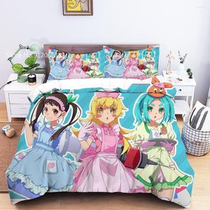 Sängkläder set 2/3 datorer Bakemonogatari Anime Set 3D Print för barn vuxna täcken täcker härliga kawaii flickor säng quilt hem dekor
